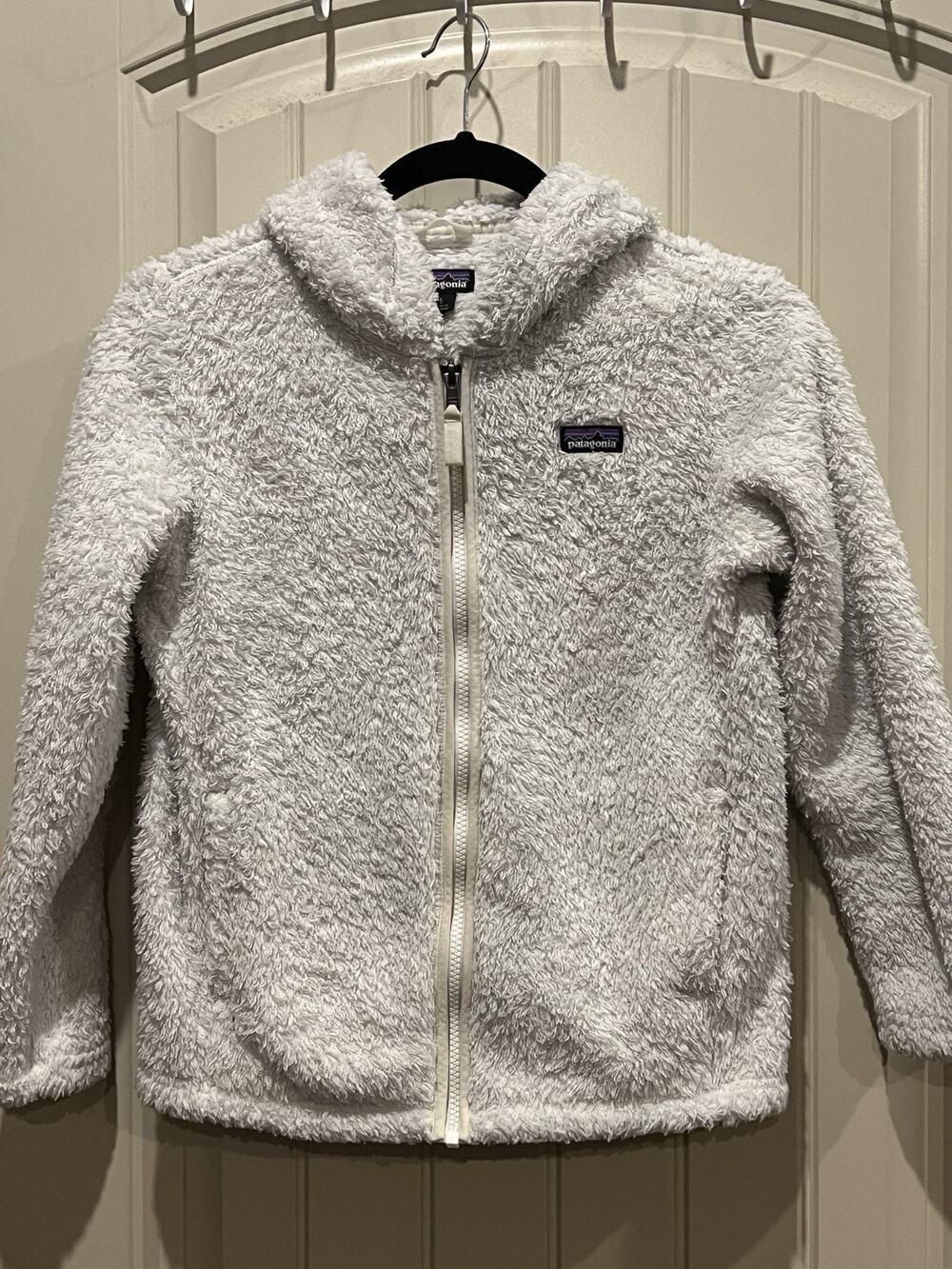 Patagonia Girls Los Gatos Hoody L 12 White Sherpa Fleece Full Zip Jacket